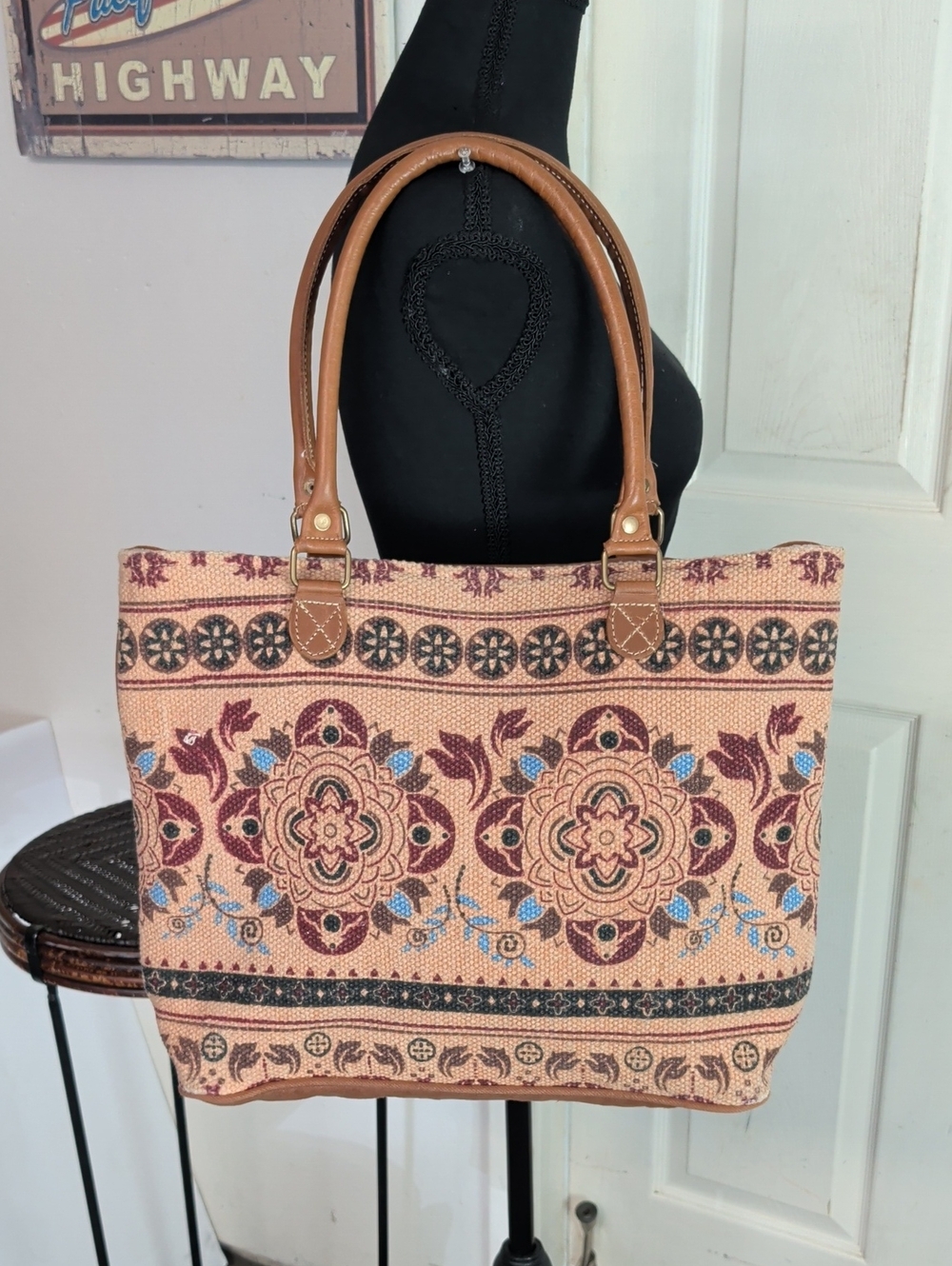 Myra Floral Design Canvas Tote Shoulder Bag